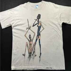 Vintage 90s FOTL Hand Drawn/Painted Dominatrix Kink T Shirt